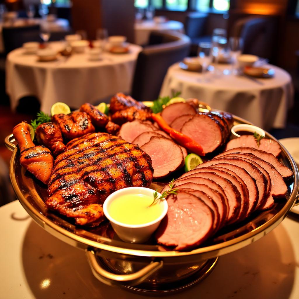 Bandeja de carnes asadas para catering